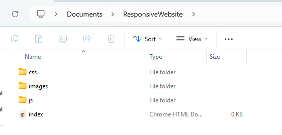 Screenshot folder structure for website